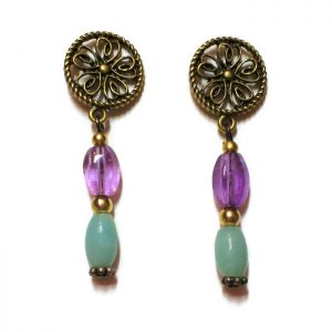 Pendientes de amatista y amazonita